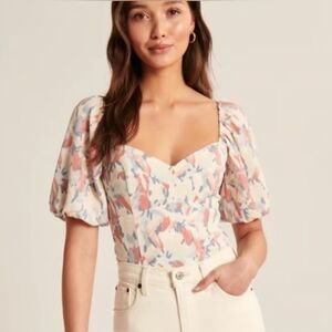Abercrombie & Fitch | Corset Puff Sleeve Top Sweetheart Neckline